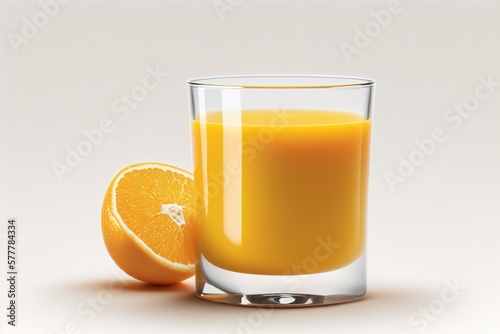 Glass of orange juice and orange Generative ai