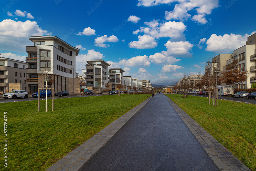 Modern urban architecture in Kalbach-Riedberg district (Ortsbezirk) of Frankfurt am Main city. Germany. Modern urban architecture in Kalbach-Riedberg district (Ortsbezirk) of Frankfurt am Main city. Germany.