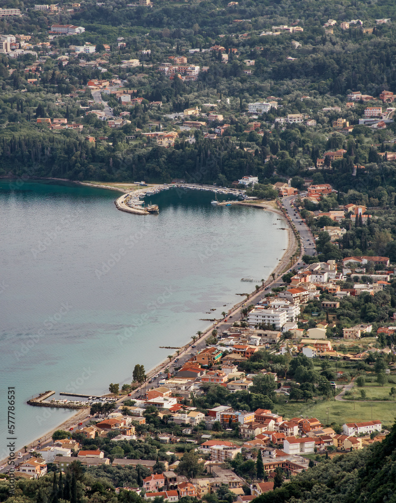 View from Taxiarchis Temple in  Spartilas village, Corfu island, Greece