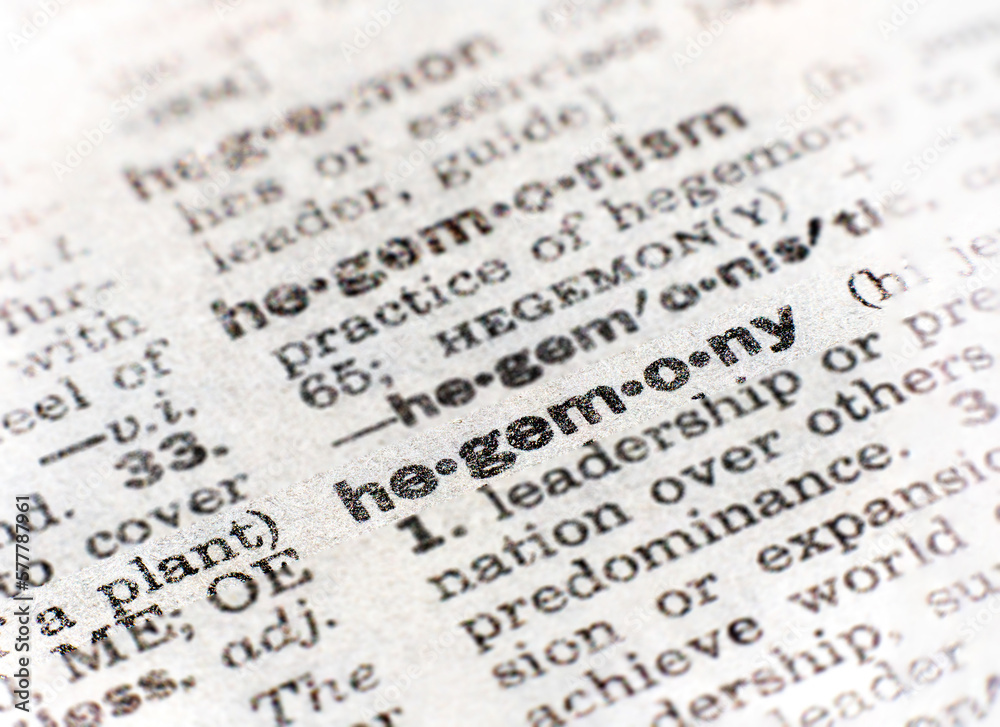 closeup of the word hegemony - obrazy, fototapety, plakaty 
