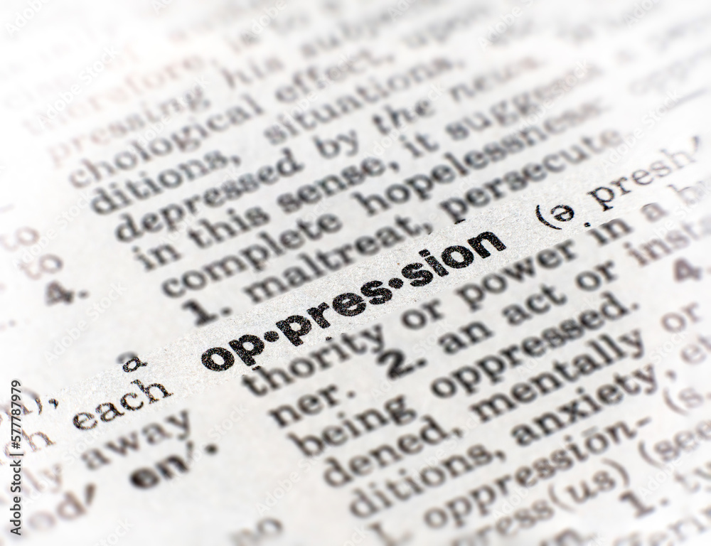 closeup of the word oppression - obrazy, fototapety, plakaty 