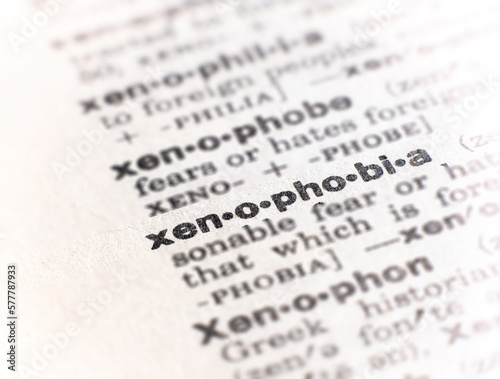 closeup of the word xenophobia
