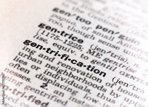 closeup of the word gentrification