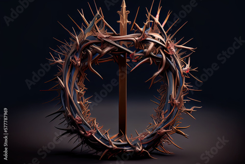 Branch. A depiction of the crown of thorns of Jesus Christ and a. Generative Ai