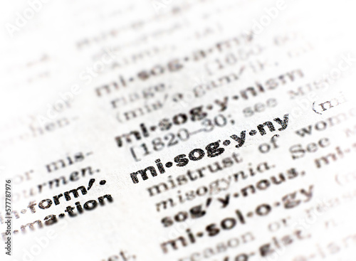 Closeup of the word misogyny photo