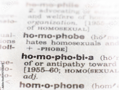 closeup of the word homophobia photo