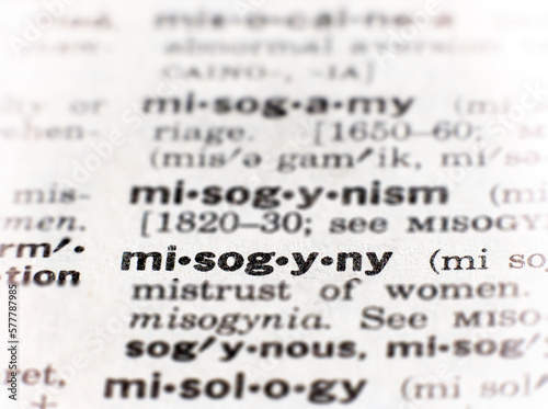 Closeup of the word misogyny photo