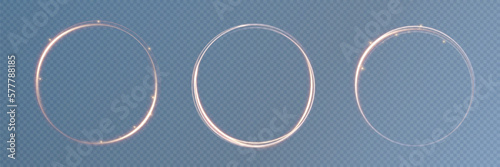 Golden circle with fire effects.Light effect.Vector.