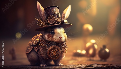 steampunk bunny - generative ai photo