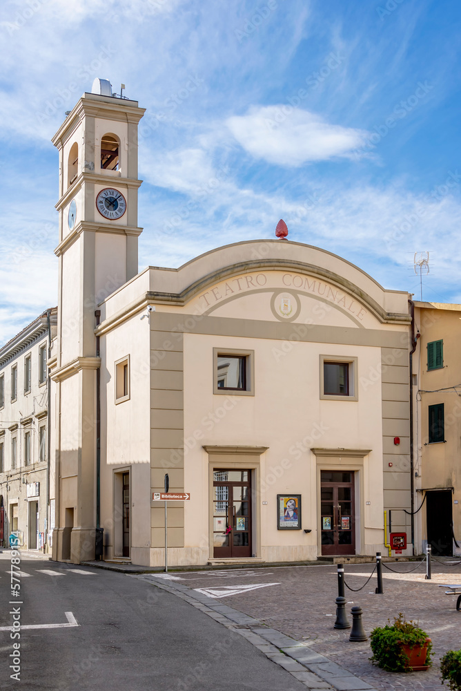 The municipal theater in the historic center of Fauglia, Pisa, Italy
