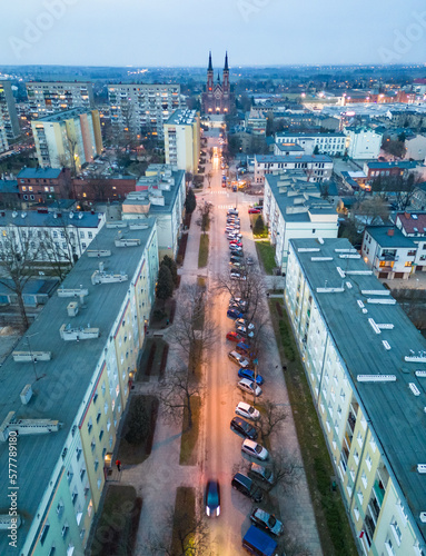 View at Pabianice city from a drone	
