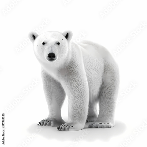 Polar bear isolated white. Generative AI