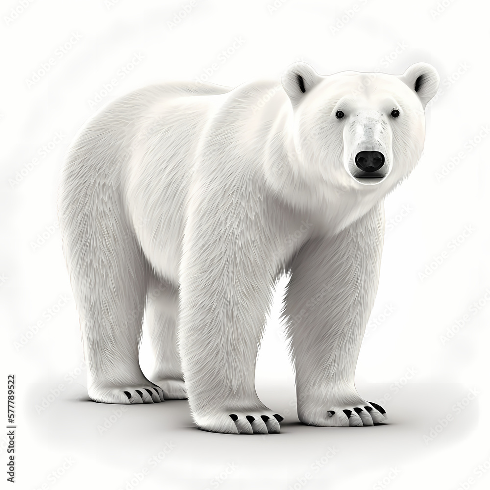 Polar bear isolated white. Generative AI Polar bear isolated white. Generative AI