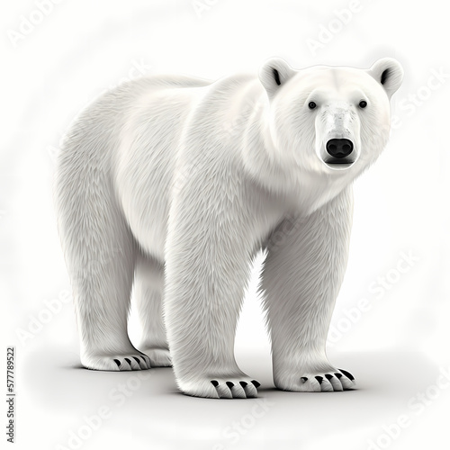 Polar bear isolated white. Generative AI