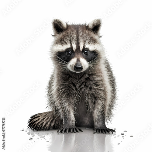 Raccoon Isolated White. Generative AI © premiumdesign