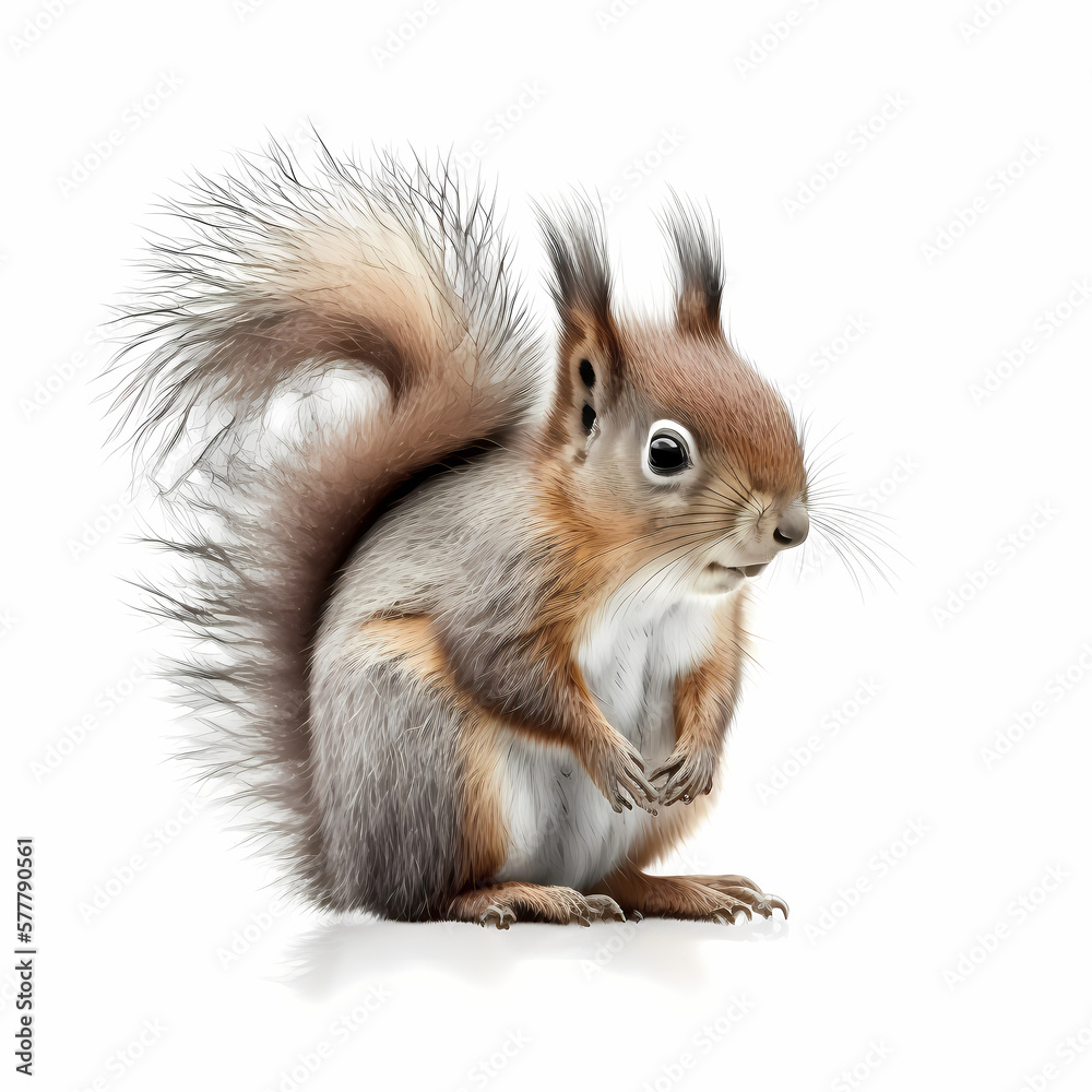 Red Squirrel Isolated White. Generative AI Red Squirrel Isolated White. Generative AI