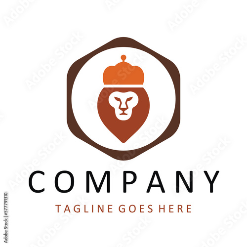 Royal Lion crown logo template.