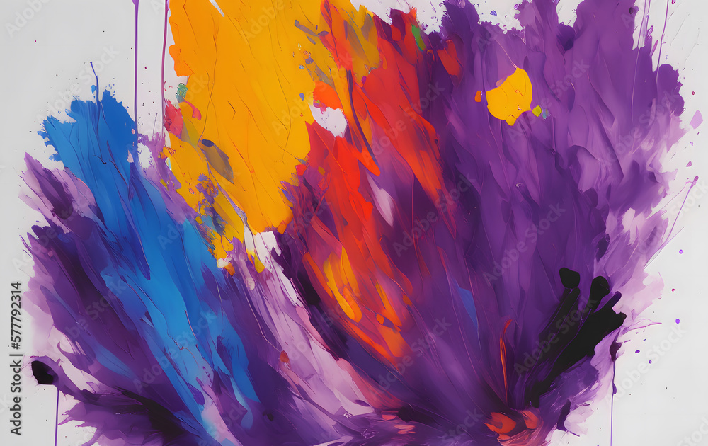 Fototapeta premium Smears of oil paints on white paper.AI generated