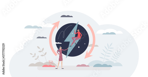 Renewable energy with alternative electricity production tiny person concept, transparent background. Ecological and nature friendly power with zero emissions and be CO2 neutral illustration.