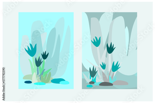 Tulips shapes background template. for banners. Modern trendy graphic design. Colourful collection set. Book cover, poster flier book mark uses.
