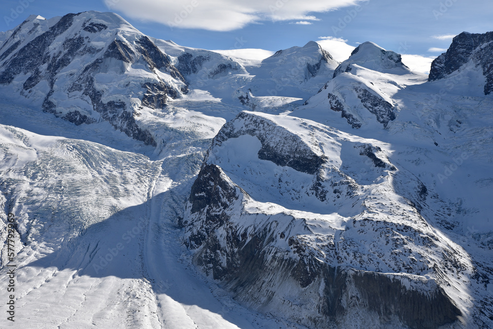 Glacier du mont Rose à Zermatt. Suisse