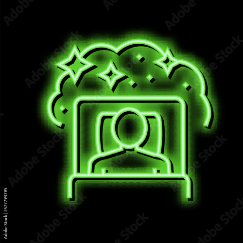sleeping with dream patient neon glow icon illustration
