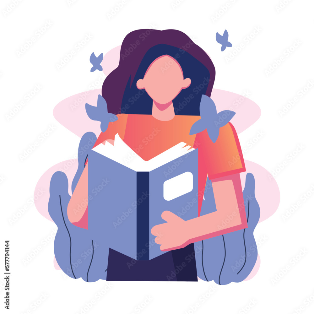 happy women reading a book vector flat style illustration happy women reading a book vector flat style illustration