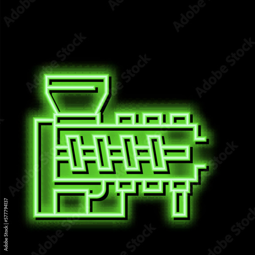 hot melt extrusion pharmaceutical production neon glow icon illustration