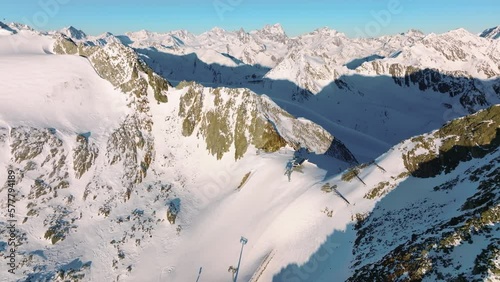 Aerial view of the Tiefenbach and Rettenbach glacier ski areas in Sölden, Austria. photo