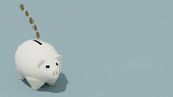 3d white piggy bank. 3d render illustration of a porcelain piggy bank. The concept of a white piggy bank for designing web pages, online services. Concepts on the theme of finance and savings.