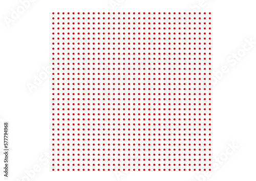 quadratische fläche mit 1024 gleichmäßig verteilten roten punkten gefüllt