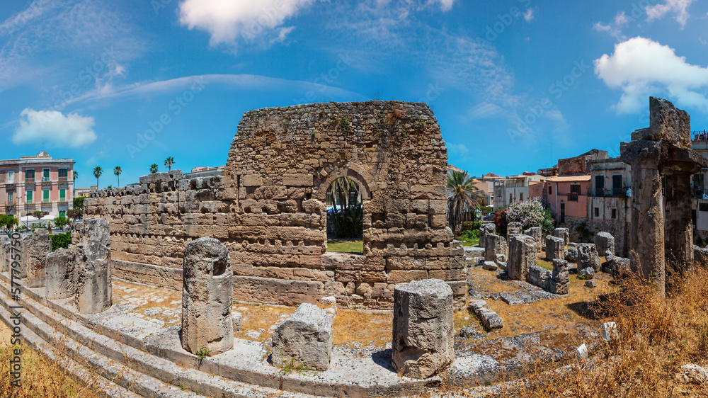Ortigia island at city of Syracuse, Sicily, Italy. Beautiful travel photo of Sicily.
