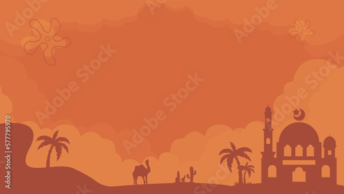 Islamic background with silhouette of the mosque  vector illustration