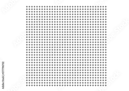 quadratische fläche mit 1024 gleichmäßig verteilten kleinen schwarzen ringen gefüllt