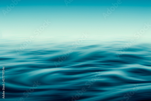 Abstract blue wavy background. Ocean, sea, waves. Generative AI