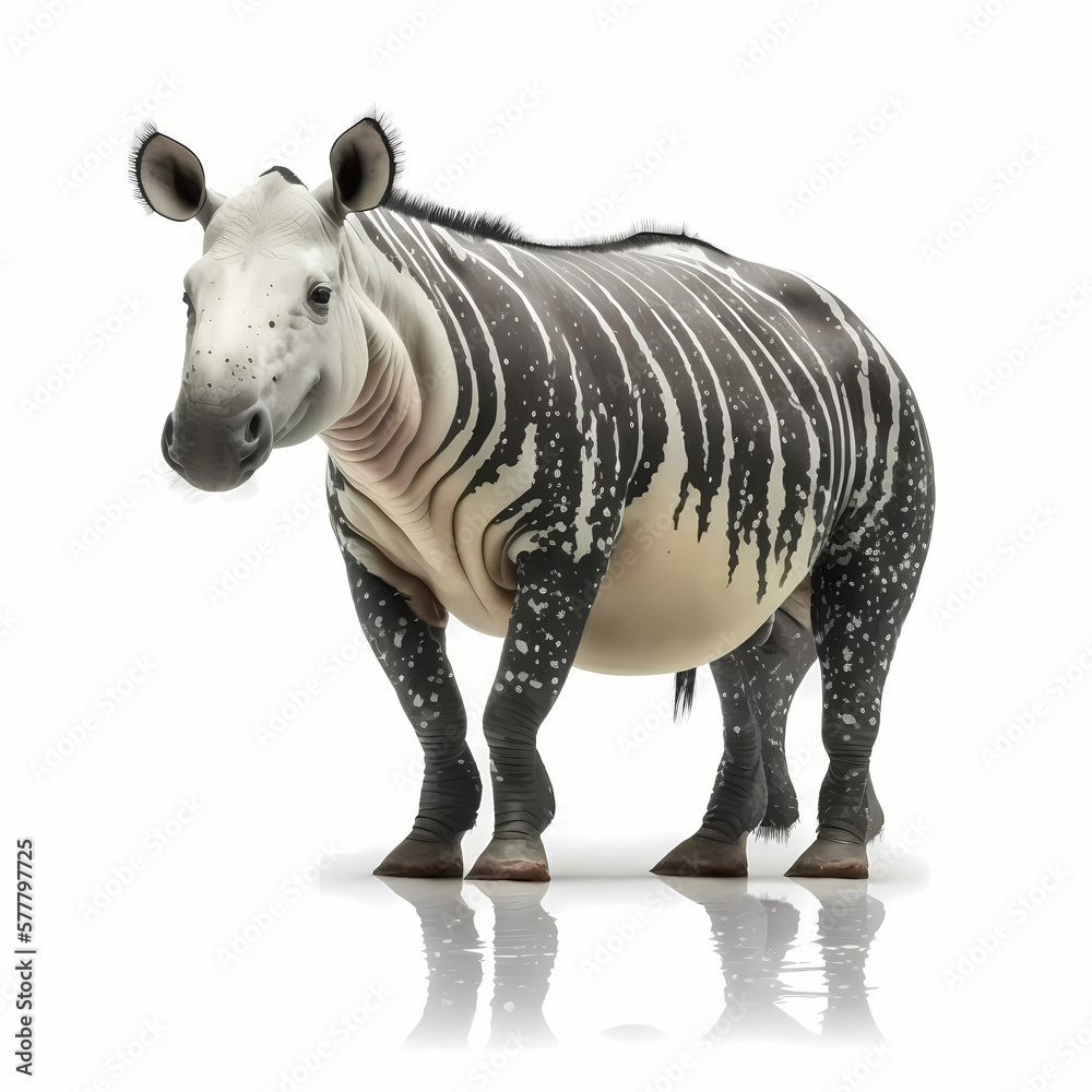 Fototapeta premium Tapir Isolated White. Generative AI
