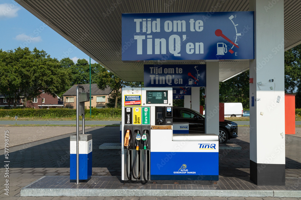 Hoogland, Netherlands, July 20, 2021; TinQ gas station with different