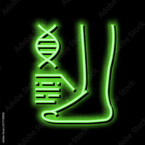 genetic flat feet disease neon glow icon illustration