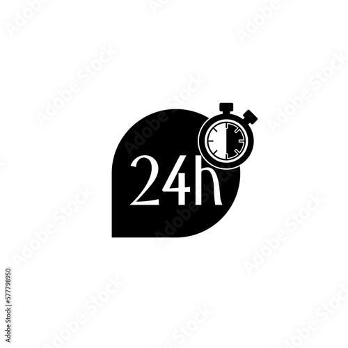 24 hour, around the clock speech bubble icon isolated on white background
