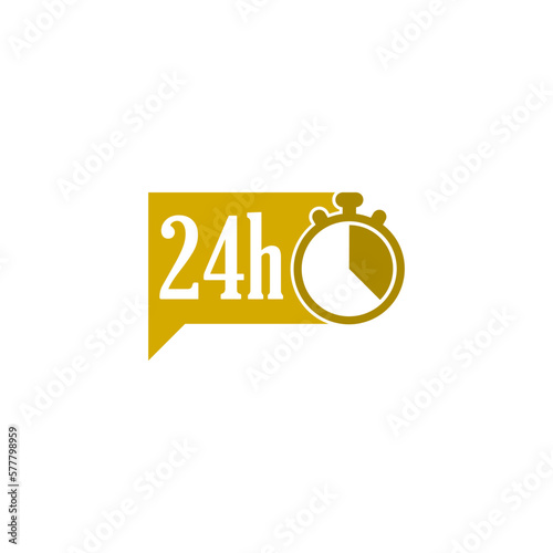 24 hour, around the clock speech bubble icon isolated on white background