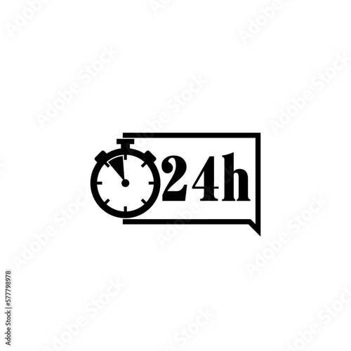 24 hour, around the clock speech bubble icon isolated on white background