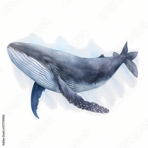 Whale Isolated White Background. Generative AI 