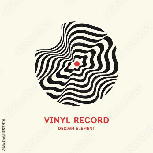 Poster of the Vinyl record. Illustration music on light background.