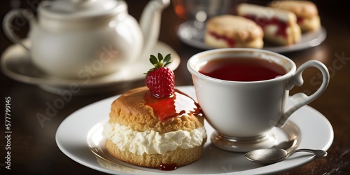 Wallpaper Mural Traditional English Tea With Scones, Generative Ai Torontodigital.ca