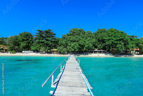 Wooden Pier to the Paradise Island on the Samet Island, Thailand