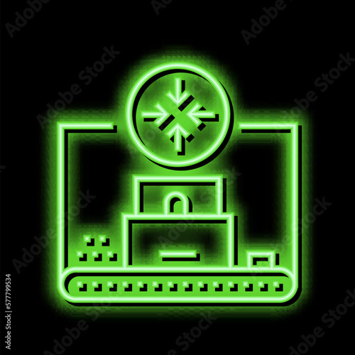 compression pharmaceutical production neon glow icon illustration
