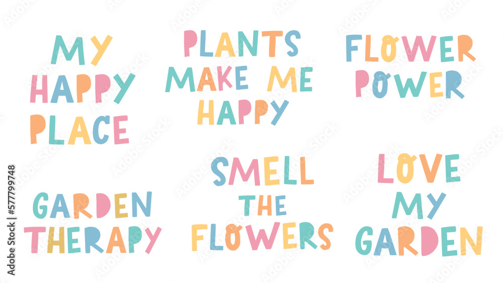 Set of gardening typography quotes isolated on white background for stickers, prints, cards, signs, posters, banners, sublimation, etc. EPS 10