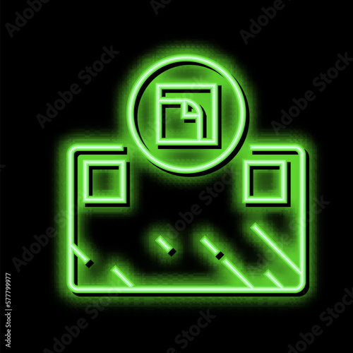 glue installation mirror neon glow icon illustration