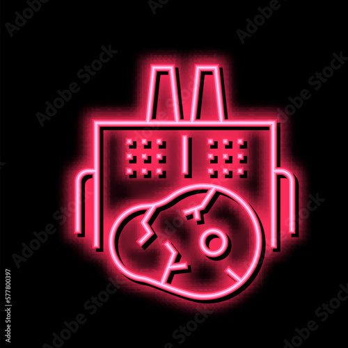 meat factory building neon glow icon illustration