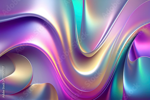 Iridescent colorful wavy background, backdrop, Generative AI